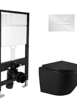 Готовое решение qtap для ванной комнаты: подвесной унитаз jay ultra quiet black 485 x 360 x 320 + комплект инсталляции standard