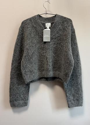 Мохеровый укороченный свитер пуловер h&m premium