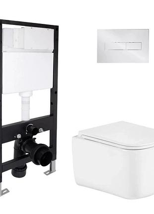 Готовое решение qtap для ванной комнаты: подвесной унитаз gemini ultra quiet 485 x 340 x 350 + комплект инсталляции standard