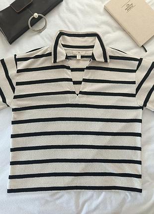 Вязаный поло-топ/ футболка h&amp;m в полоску