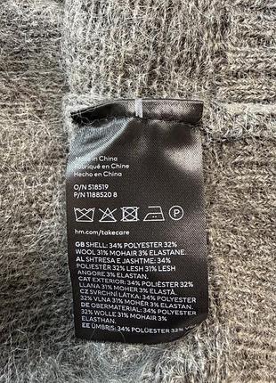Мохеровый укороченный свитер пуловер h&m premium 6