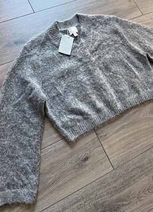 Мохеровый укороченный свитер пуловер h&m premium 5