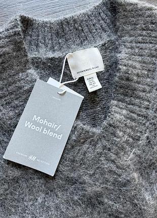 Мохеровый укороченный свитер пуловер h&m premium 3