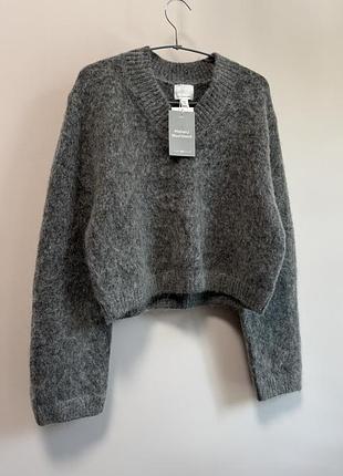 Мохеровый укороченный свитер пуловер h&m premium 8