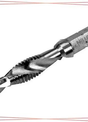 Свердло-мітчик yato m8 х 1.25 мм hss m2 hex 1/4" для нарезки метрической резьбы 51 мм sku_yt-44845