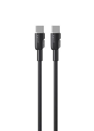 Кабель usb-c - usb-c havit cb308c pd60w 3a 1м black (силиконовый)