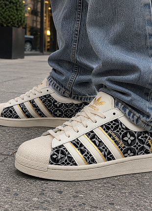 Кроссовки легкие удобные adidas superstar x louis vuitton beige black