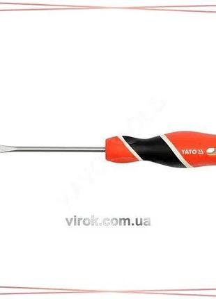 Плоская викрутка yato sl5 х 100 мм магнитная с сатинованной ручкой универсальный инструмент sku_yt-25908