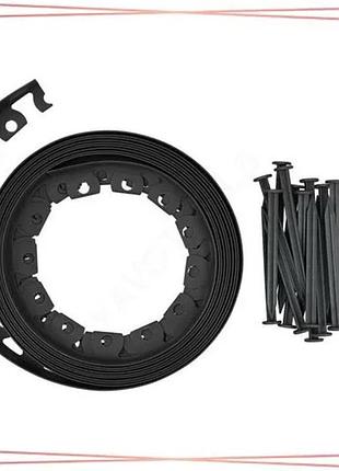 Барьерная полоса с шпильками hdpe flo черная 40мм 10м 20 шпильки 180мм для растений sku_88710