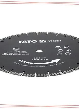 Алмазный диск yato 400x25,4 мм 3,4 мм для сухого и мокрого реза бетона и камня sku_yt-60271