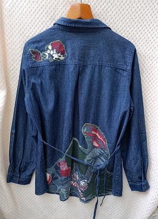 Джинсовая рубашка-туника с принтом john baner (bonprix), eur 46 / xxl-3xl