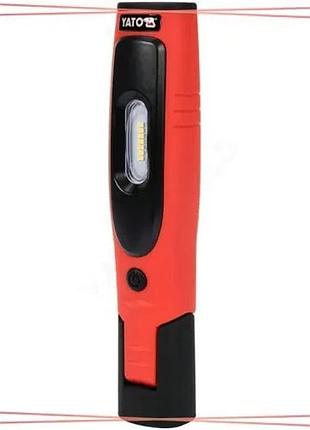 Аккумуляторный фонарь yato li-ion 3,7v 3вт с магнитом и usb зарядкой для кемпинга и путешествий sku_yt-085081