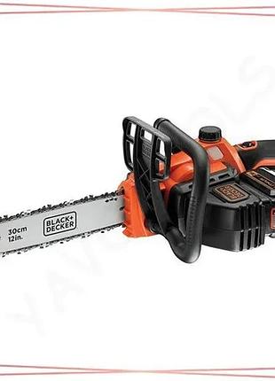 Аккумуляторная цепная пила black+decker 36в 2,5ач шина 30см 45 звеньев для дачи и дома sku_gkc3630l25-qw