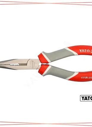 Тонкогубці нікельовані yato 200 мм універсальні губці для роботи з дротом та електронікою sku_yt-2018