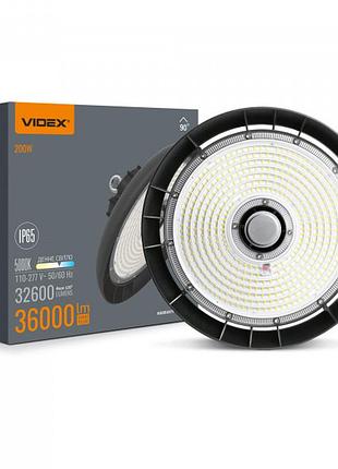 Светильник светодиодный высотный хайбей videx 200w 5000k 36000lm черный