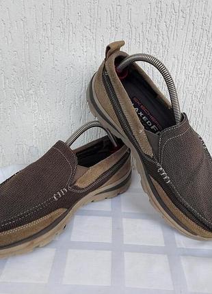Кожанние туфли-мокасини skechers relaxed fit р.41
