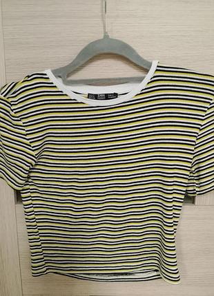 Топ в рубчик з натуральної тканини від zara xs s