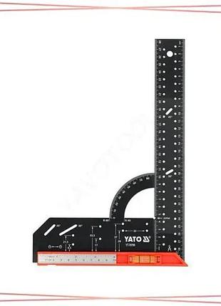Сталевый кутник yato 300 мм с уровнем для точного измерения углов и разметки в столярных работах sku_yt-70789