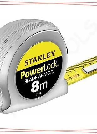 Рулетка stanley powerlock 8м х 25мм пластиковая измерительная лента для строительных работ sku_0-33-527