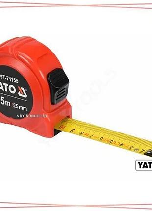 Рулетка yato 7,5 м x 25 мм стальная лента с нейлоновым покрытием двойное блокирование измерительный ин sku_yt-71155