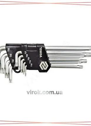 Набор торцевых ключей torx vorel 9 шт t10-t50 crv для работы с винтами и болтами sku_56478