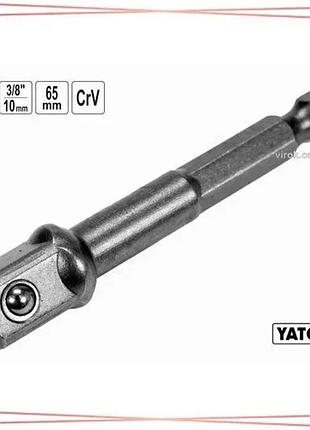 Тримач-адаптер торцевых головок yato hex 1/4" квадрат 3/8" l=65 мм cr-v инструмент для ремонта sku_yt-04626