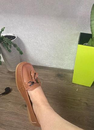 Шкіряні комфортні 🍒мякусенькі рижі мокасини р 39/25,5 см heavenlysoles