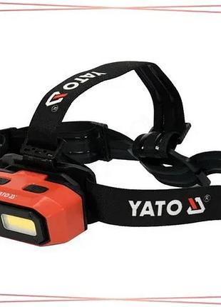 Налобный фонарь yato yt-08594 cob led 800 lm с датчиком движения и аккумулятором 3,7в 2200 мач sku_yt-08594
