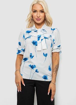 Блуза женская однотонная с принтом, цвет белый, 244r0012 xxxl, 54, xxxl