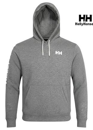 Оригинальное мужское котоновое худи helly hansen размер s серое с капюшоном хели хенсен мужская котоновая кофта толстовка мужской батник пайта серая