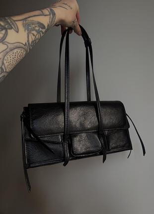 Чорна сумка багет zara