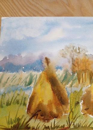 Рисунок акварель "городской пейзаж" 4