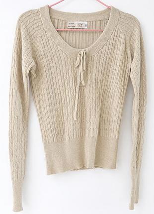 🤍 жіночий светр trf knitwear 100% бавовна, кремовий