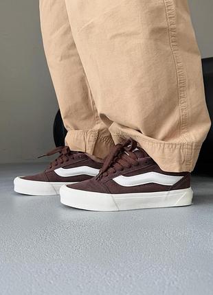 Кеды женские vans knu skool brown/white