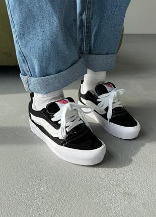 Кеди жіночі vans knu skool platform black/white 2