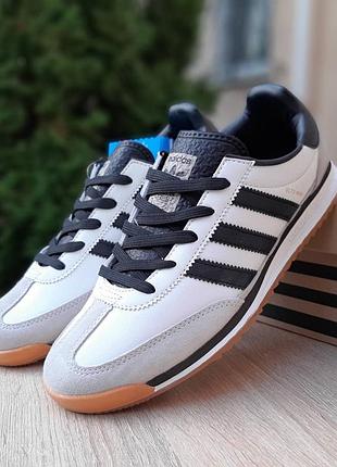 Мужские качественные и стильные кроссовки adidas sl 72 noah белые с черным