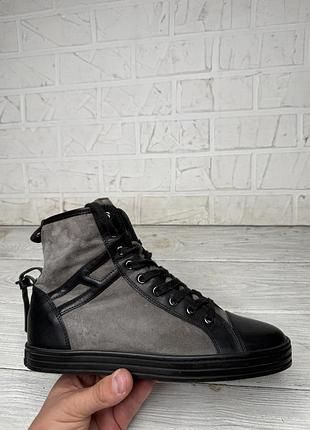 Крутые черные модные полуботинки hogan rebel made in italy
