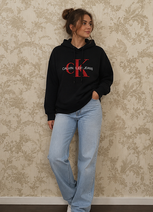 Черное новое женское хлопковое худи calvin klein, размер xl оригинал