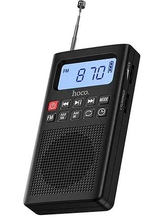Портативное радио hoco hi51 черное с fm и aux для прослушивания музыки и новостей black