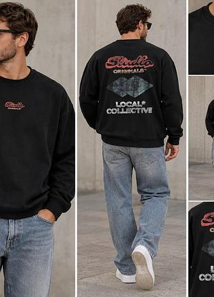 Чоловічий світшот jack & jones originals jorretro back sweat — чорний, розмір l, 100% бавовна
