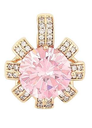Кулон позолота 18k «квіточка з рожевим фіанітом та інкрустацією цирконієм» для ланцюжка до 5мм (262301) тм xuping