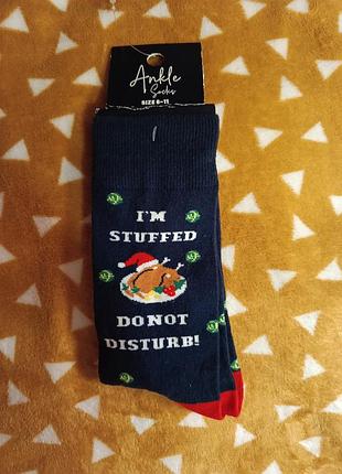 Носки мужские новогодние с прикольной надписью ankle socks cerulean by blue diamond, 6-11 (на 39-45)