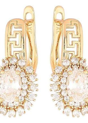 Серьги английская застежка позолота 18k «инкрустация кристаллами» 291541 тм xuping