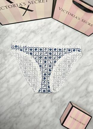 Стрейч-хлопковые трусики-бикини с кружевной отделкой. victoria’s secret. оригинал 🇺🇸