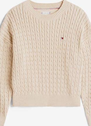 Женский хлопковый джемпер Tommy hilfiger в косичке (размер l) / свитер томмы хилфигер