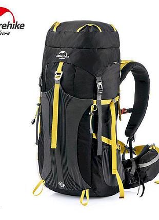 Рюкзак туристичний naturehike nh16y020-q 55л чорний, каркасний, з алюмінієвим каркасом, для трекінгу та походів