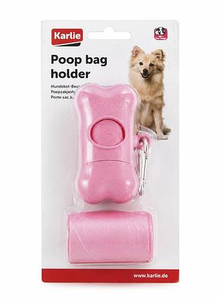 Тримач для пакетів для прибирання за собакою, рожевий, з карабіном— karlie poop bag holder
