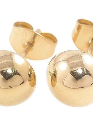 Сережки 14k пусети «півсфери» ø 8мм (254026) тм xuping