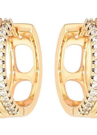 Серьги позолота 18k колечко «узор цепочка с дорожками циркония» 270830 тм xuping