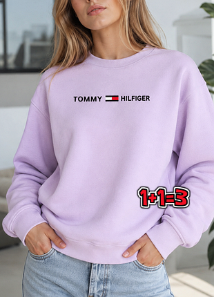 🎁1+1=3 нежно-сиреневый женский свитшот tommy hilfiger, размер 48 - 50